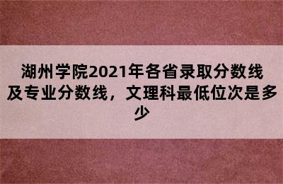 湖州学院2021年各省录取分数线及专业分数线，文理科最低位次是多少