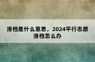 滑档是什么意思，2024平行志愿滑档怎么办