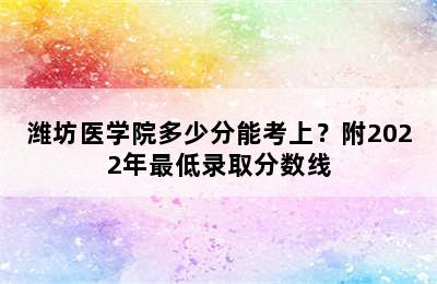 潍坊医学院多少分能考上？附2022年最低录取分数线