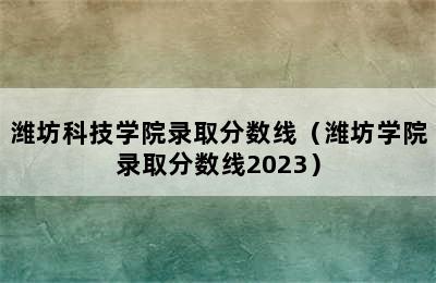 潍坊科技学院录取分数线（潍坊学院录取分数线2023）