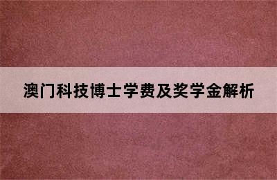 澳门科技博士学费及奖学金解析