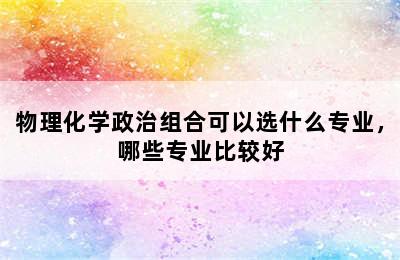 物理化学政治组合可以选什么专业，哪些专业比较好