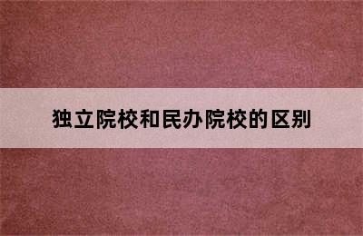 独立院校和民办院校的区别