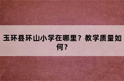 玉环县环山小学在哪里？教学质量如何？