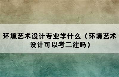 环境艺术设计专业学什么（环境艺术设计可以考二建吗）