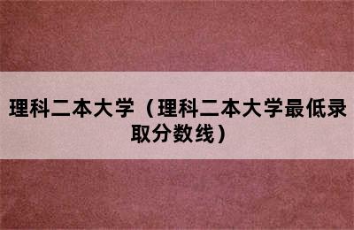 理科二本大学（理科二本大学最低录取分数线）