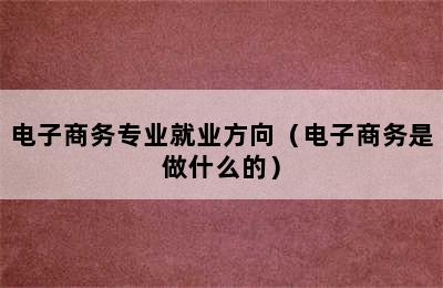 电子商务专业就业方向（电子商务是做什么的）