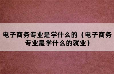 电子商务专业是学什么的（电子商务专业是学什么的就业）