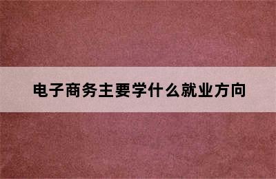 电子商务主要学什么就业方向