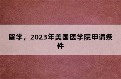 留学，2023年美国医学院申请条件