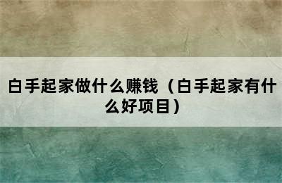 白手起家做什么赚钱（白手起家有什么好项目）