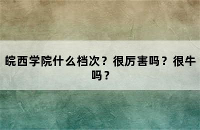 皖西学院什么档次？很厉害吗？很牛吗？