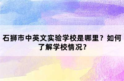 石狮市中英文实验学校是哪里？如何了解学校情况？