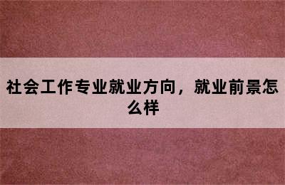 社会工作专业就业方向，就业前景怎么样