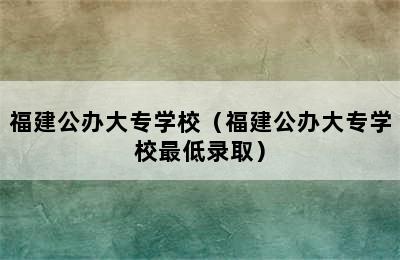 福建公办大专学校（福建公办大专学校最低录取）