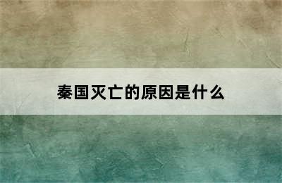 秦国灭亡的原因是什么