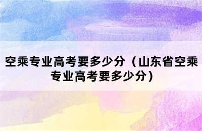 空乘专业高考要多少分（山东省空乘专业高考要多少分）