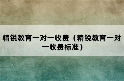 精锐教育一对一收费（精锐教育一对一收费标准）