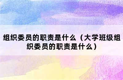 组织委员的职责是什么（大学班级组织委员的职责是什么）