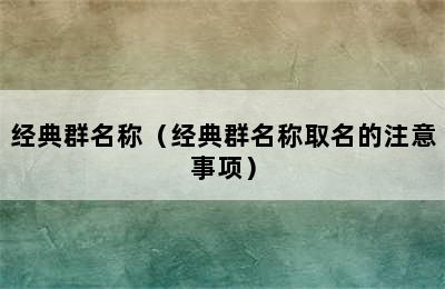 经典群名称（经典群名称取名的注意事项）