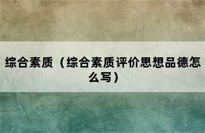 综合素质（综合素质评价思想品德怎么写）