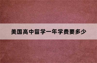 美国高中留学一年学费要多少