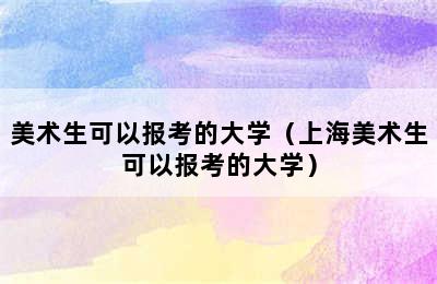 美术生可以报考的大学（上海美术生可以报考的大学）