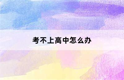 考不上高中怎么办