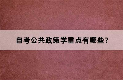 自考公共政策学重点有哪些？