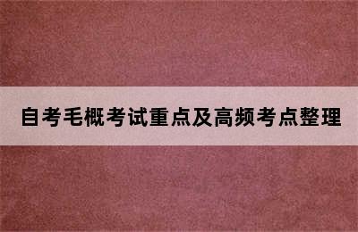 自考毛概考试重点及高频考点整理