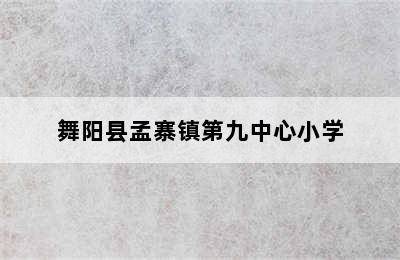 舞阳县孟寨镇第九中心小学