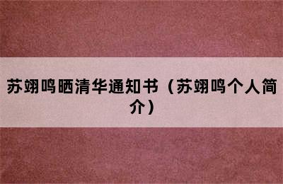 苏翊鸣晒清华通知书（苏翊鸣个人简介）