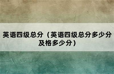 英语四级总分（英语四级总分多少分及格多少分）