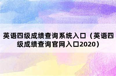 英语四级成绩查询系统入口（英语四级成绩查询官网入口2020）