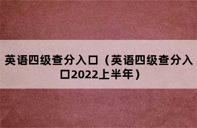 英语四级查分入口（英语四级查分入口2022上半年）