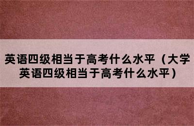 英语四级相当于高考什么水平（大学英语四级相当于高考什么水平）