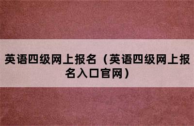 英语四级网上报名（英语四级网上报名入口官网）