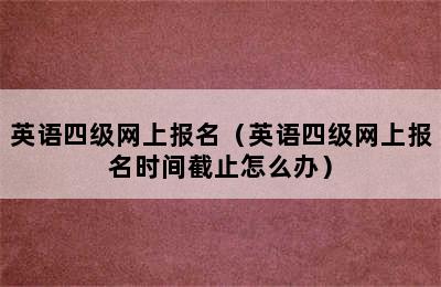 英语四级网上报名（英语四级网上报名时间截止怎么办）