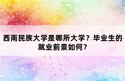 西南民族大学是哪所大学？毕业生的就业前景如何？