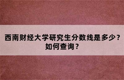 西南财经大学研究生分数线是多少？如何查询？