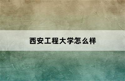 西安工程大学怎么样