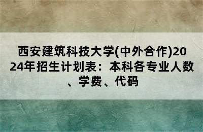 西安建筑科技大学(中外合作)2024年招生计划表：本科各专业人数、学费、代码