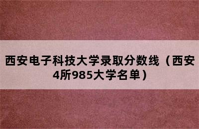 西安电子科技大学录取分数线（西安4所985大学名单）