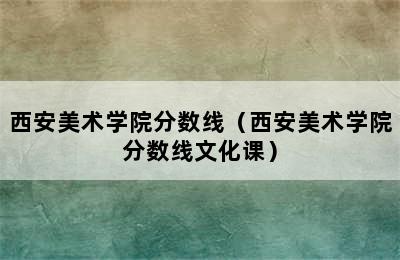 西安美术学院分数线（西安美术学院分数线文化课）