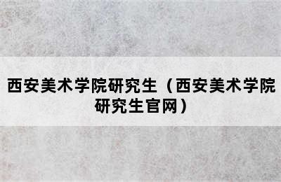 西安美术学院研究生（西安美术学院研究生官网）