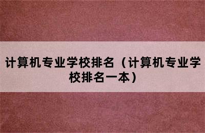 计算机专业学校排名（计算机专业学校排名一本）