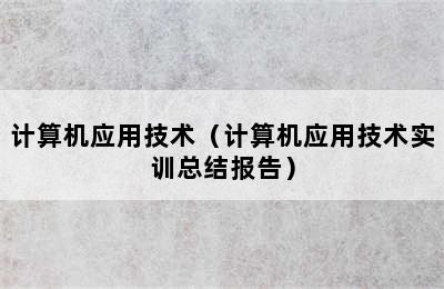 计算机应用技术（计算机应用技术实训总结报告）