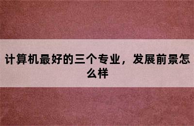 计算机最好的三个专业，发展前景怎么样