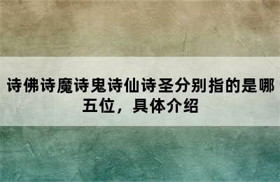 诗佛诗魔诗鬼诗仙诗圣分别指的是哪五位，具体介绍