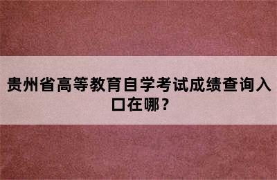 贵州省高等教育自学考试成绩查询入口在哪？